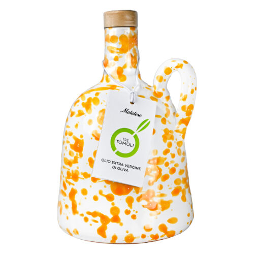 Oliwa z oliwek Extra Virgin Tre Temoli - Delicato- Ceramika Żółto- Biała z Uchem 500ml