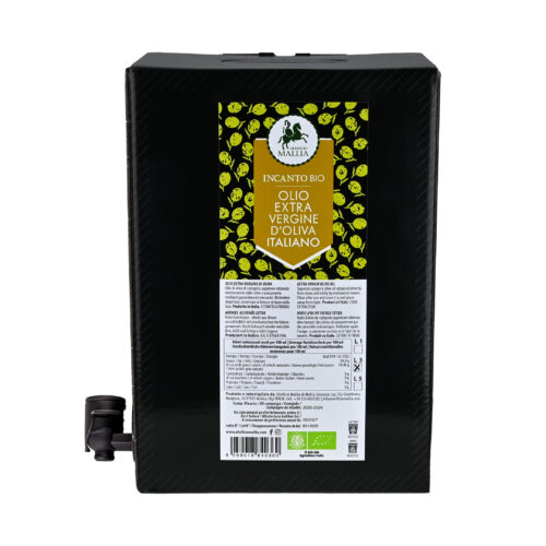 Oliwa z oliwek Extra Virgin Olio Mallia Incanto Bio 3L- Bag in Box - z Niską Goryczką- Smak Łąki z Ziołami - Świeże Tłoczenie 2025/26 Można Smażyć