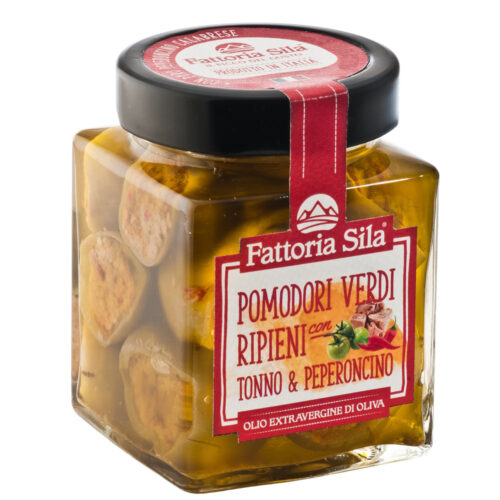 Zielone Pomidory z Tuńczykiem i Papryczką Chili Fattoria Sila– 280g Kuchnia Kalabryjska Bez Konserwantów