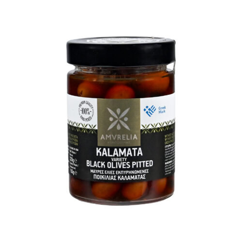 Greckie, Naturalne Oliwki KALAMATA  Amvrelia 370 ml - Drylowane -Bez Konserwantów